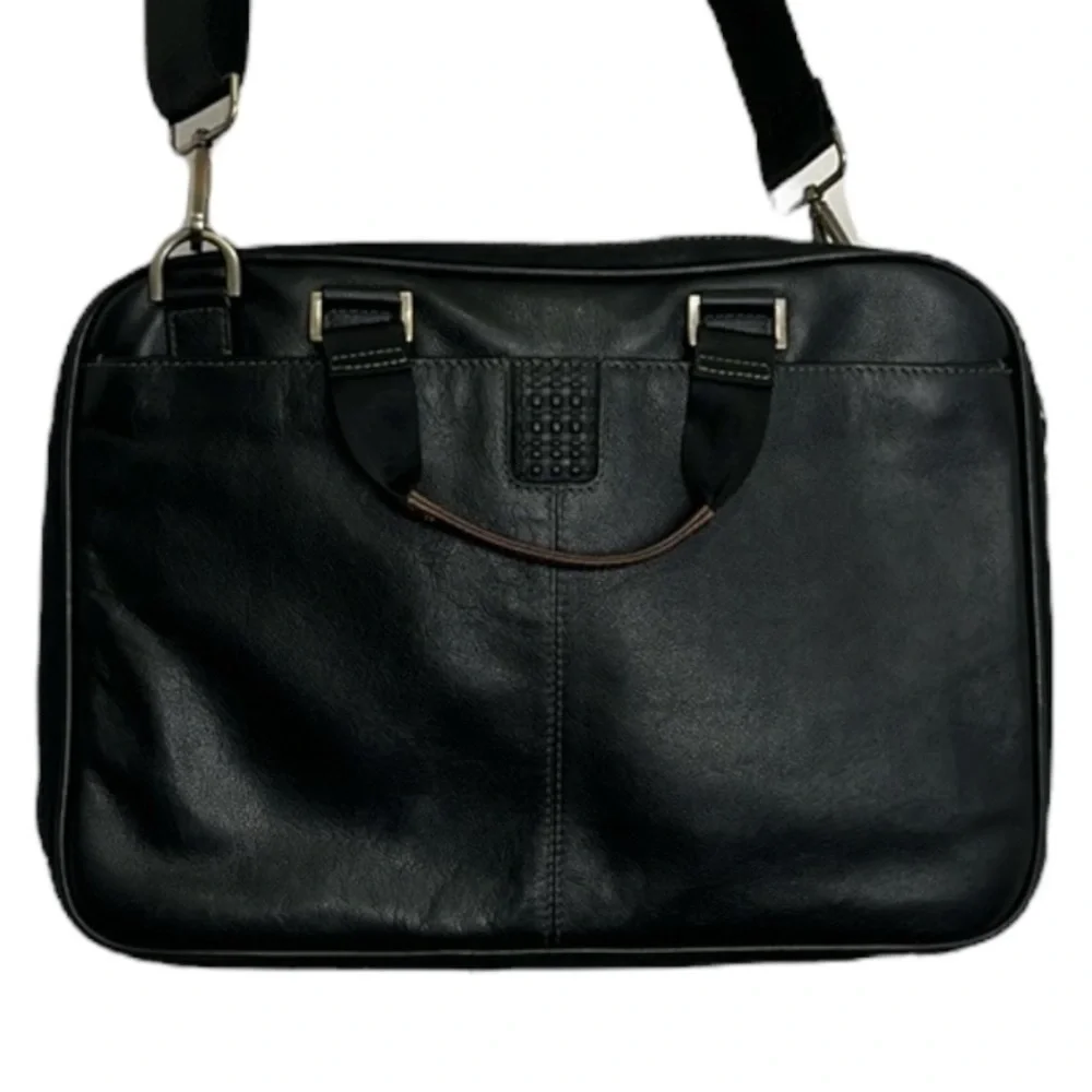 Black Leather Bag Briefcase Boconi Nashville Messenger Office Collage School